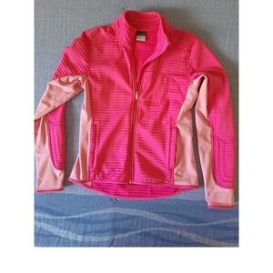 Nike Sphere Thermal Full Zip Jacket Pink Waffle Knit Mock Neck Mens Medium SEE